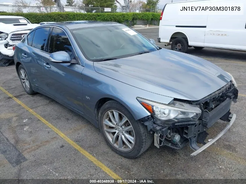 2016 Infiniti Q50 3.0T Premium/3.0T Sport VIN: JN1EV7AP3GM301878 Lot: 40348938