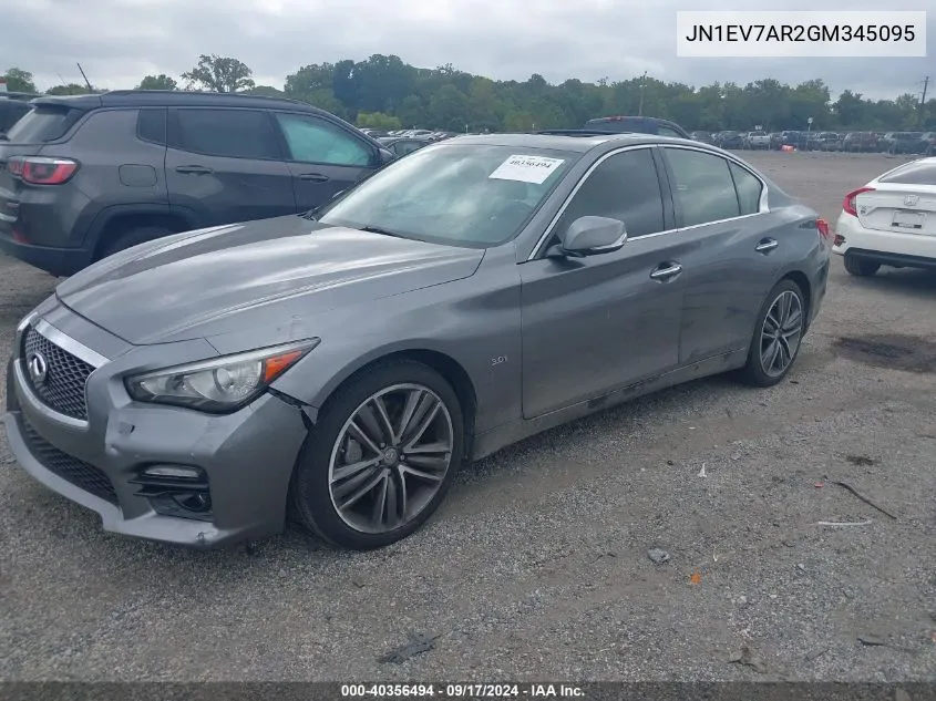 2016 Infiniti Q50 Premium/Sport VIN: JN1EV7AR2GM345095 Lot: 40356494