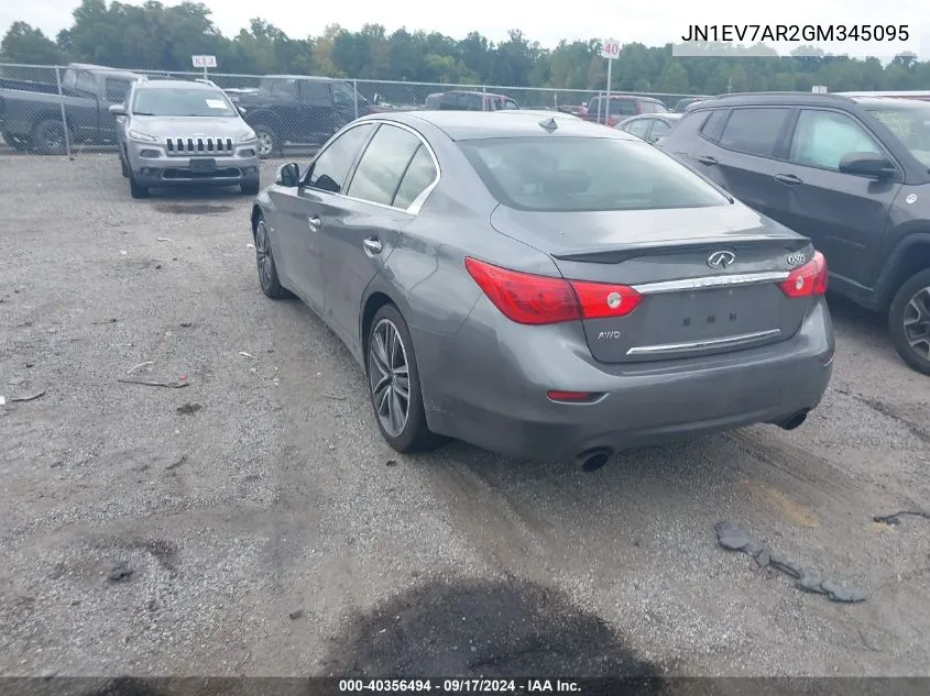 2016 Infiniti Q50 Premium/Sport VIN: JN1EV7AR2GM345095 Lot: 40356494