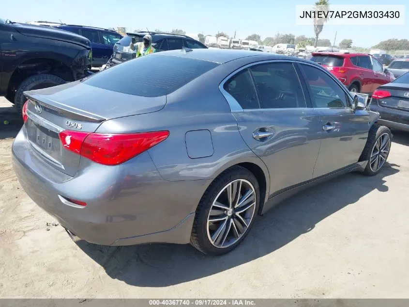 2016 Infiniti Q50 3.0T Sport VIN: JN1EV7AP2GM303430 Lot: 40367740