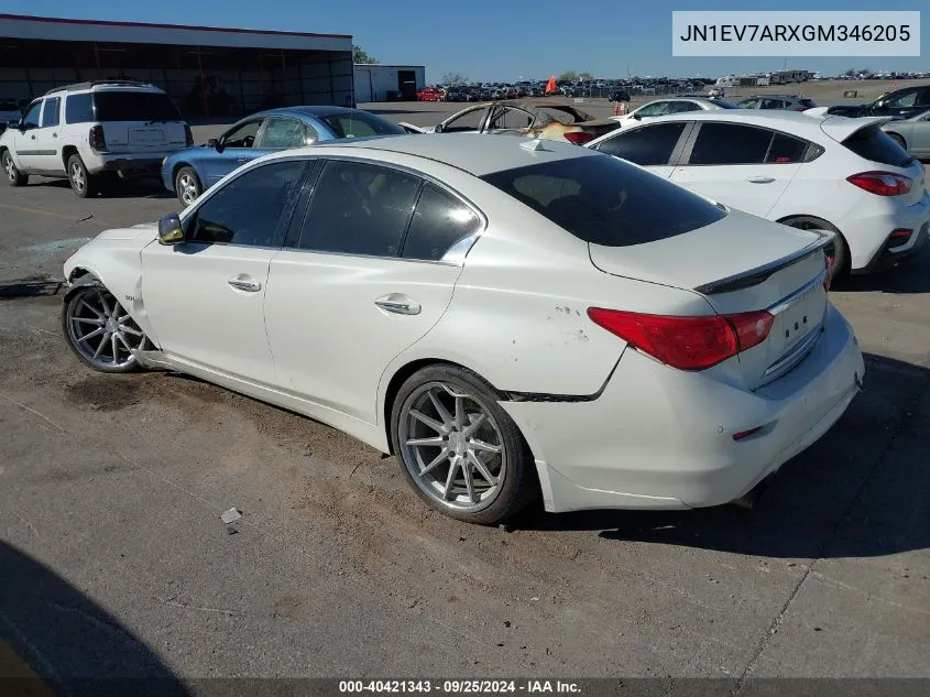 2016 Infiniti Q50 3.0T Premium VIN: JN1EV7ARXGM346205 Lot: 40421343