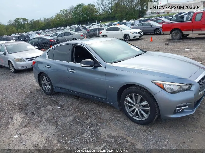 2016 Infiniti Q50 2.0T Premium VIN: JN1CV7AP2GM203304 Lot: 40433009