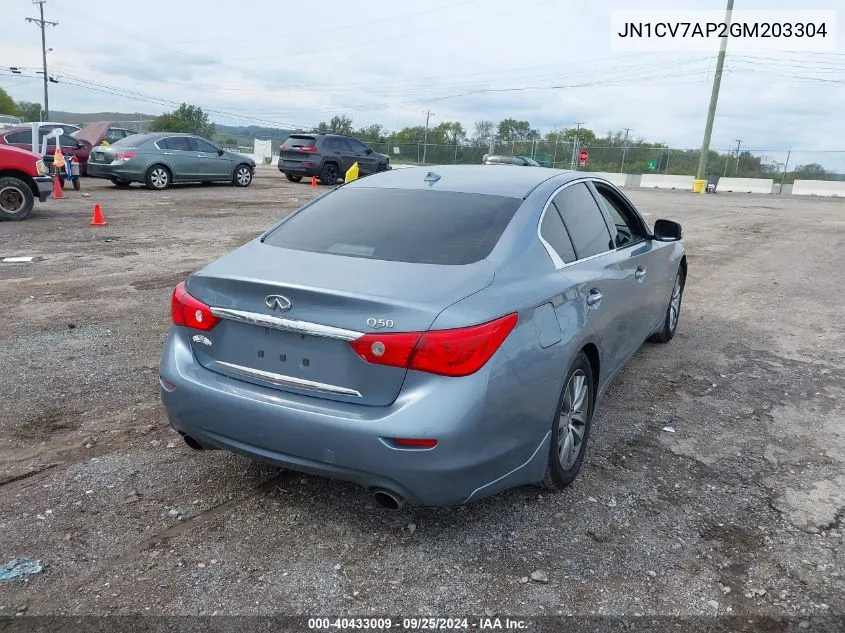 2016 Infiniti Q50 2.0T Premium VIN: JN1CV7AP2GM203304 Lot: 40433009