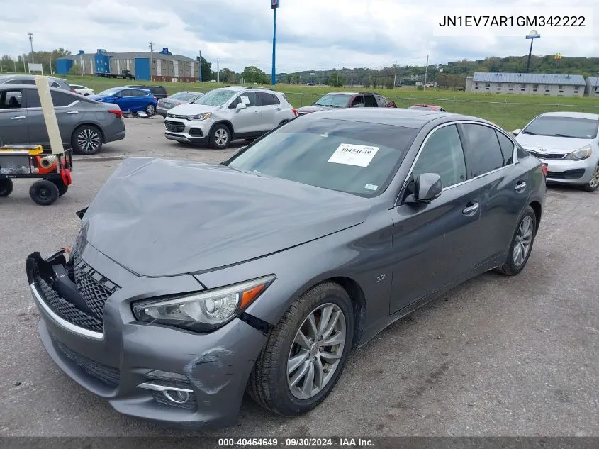 2016 Infiniti Q50 3.0T Premium VIN: JN1EV7AR1GM342222 Lot: 40454649