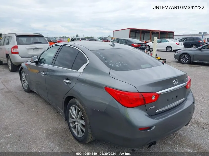 2016 Infiniti Q50 3.0T Premium VIN: JN1EV7AR1GM342222 Lot: 40454649