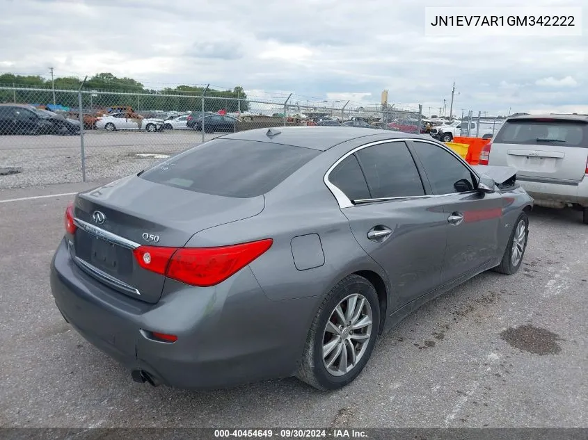 2016 Infiniti Q50 3.0T Premium VIN: JN1EV7AR1GM342222 Lot: 40454649