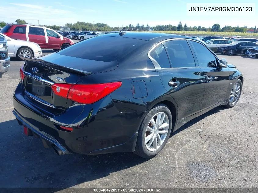 2016 Infiniti Q50 3.0T Premium VIN: JN1EV7AP8GM306123 Lot: 40472091