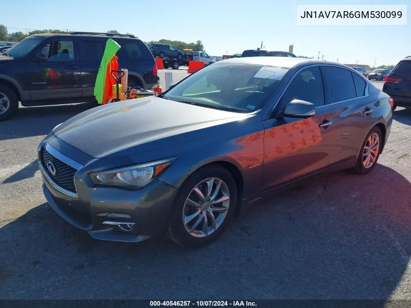 2016 Infiniti Q50 Hybrid VIN: JN1AV7AR6GM530099 Lot: 40546257