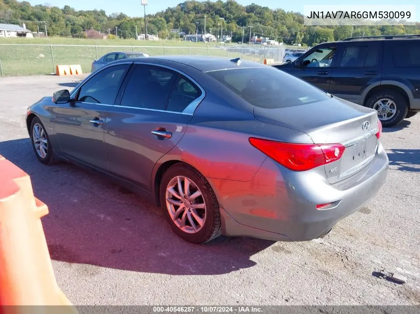 2016 Infiniti Q50 Hybrid VIN: JN1AV7AR6GM530099 Lot: 40546257