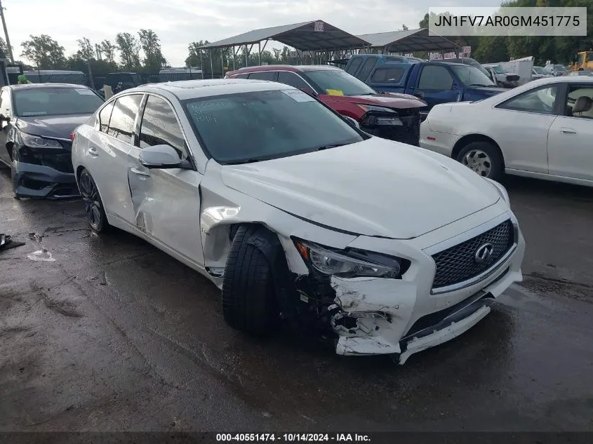 2016 Infiniti Q50 3.0T Red Sport 400 VIN: JN1FV7AR0GM451775 Lot: 40551474