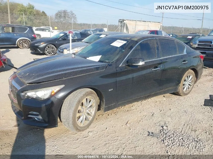 2016 Infiniti Q50 2.0T Base/2.0T Premium VIN: JN1CV7AP1GM200975 Lot: 40564576