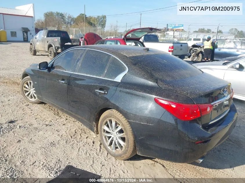 2016 Infiniti Q50 2.0T Base/2.0T Premium VIN: JN1CV7AP1GM200975 Lot: 40564576