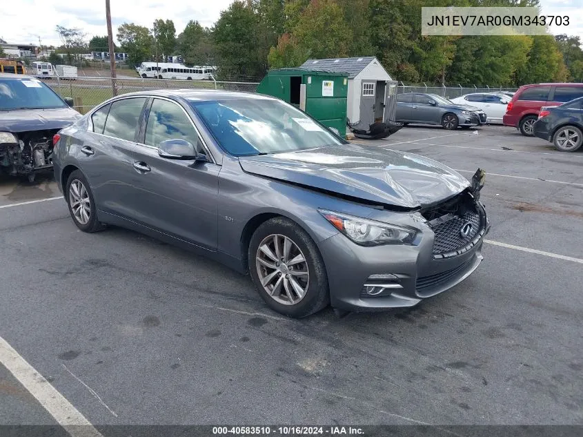 2016 Infiniti Q50 3.0T Premium VIN: JN1EV7AR0GM343703 Lot: 40583510