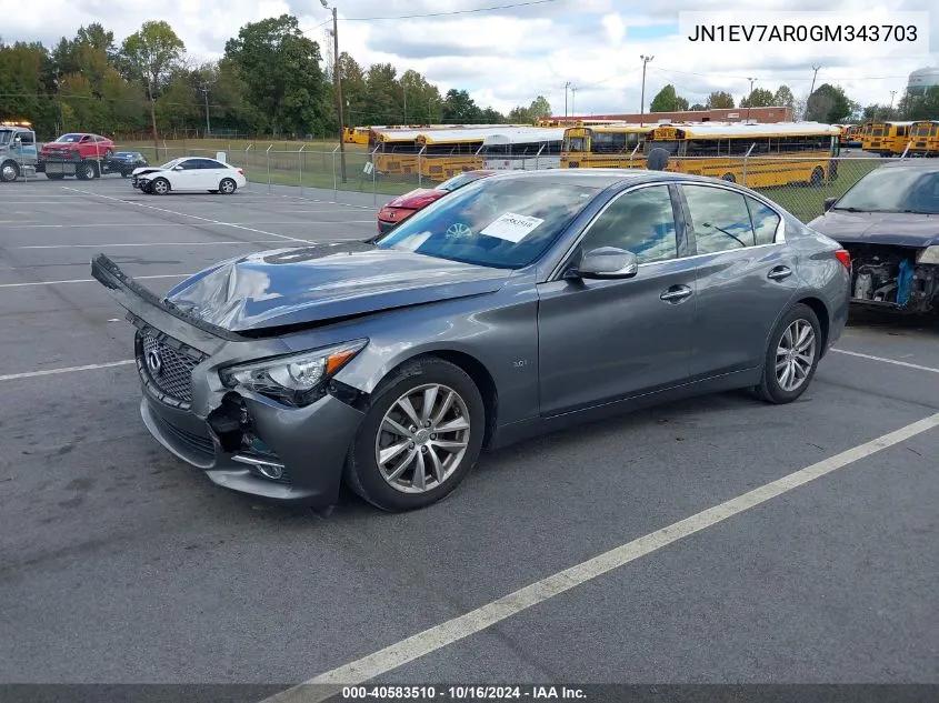 2016 Infiniti Q50 3.0T Premium VIN: JN1EV7AR0GM343703 Lot: 40583510