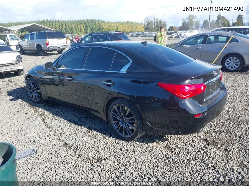 2016 Infiniti Q50 3.0T Red Sport 400 VIN: JN1FV7AP1GM421490 Lot: 40595343