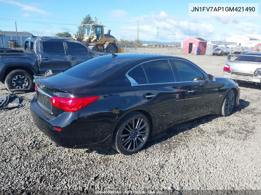 2016 Infiniti Q50 3.0T Red Sport 400 VIN: JN1FV7AP1GM421490 Lot: 40595343