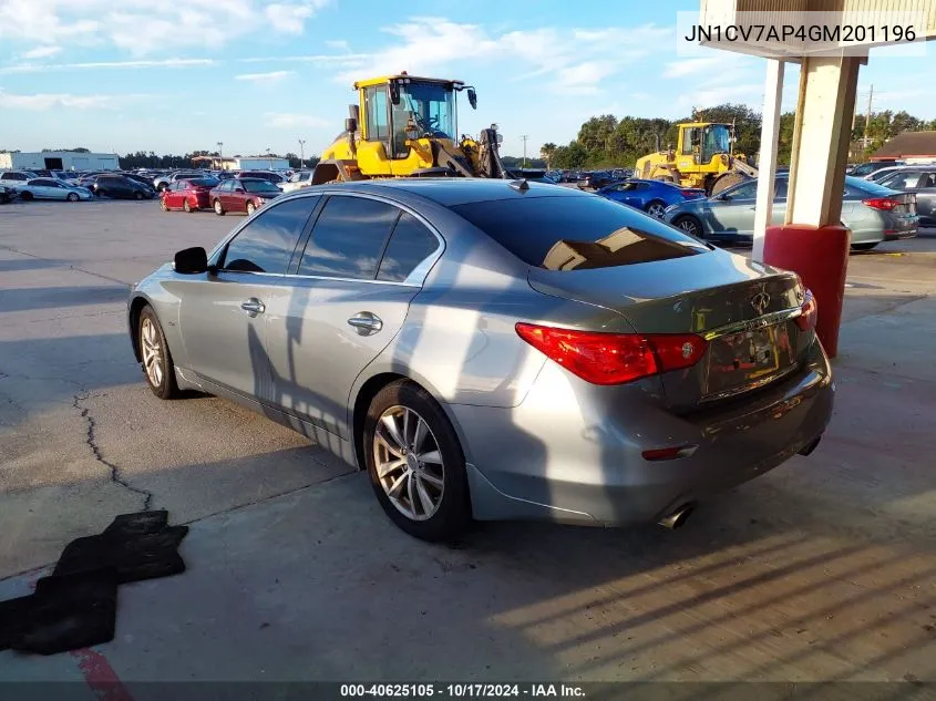 2016 Infiniti Q50 2.0T Premium VIN: JN1CV7AP4GM201196 Lot: 40625105