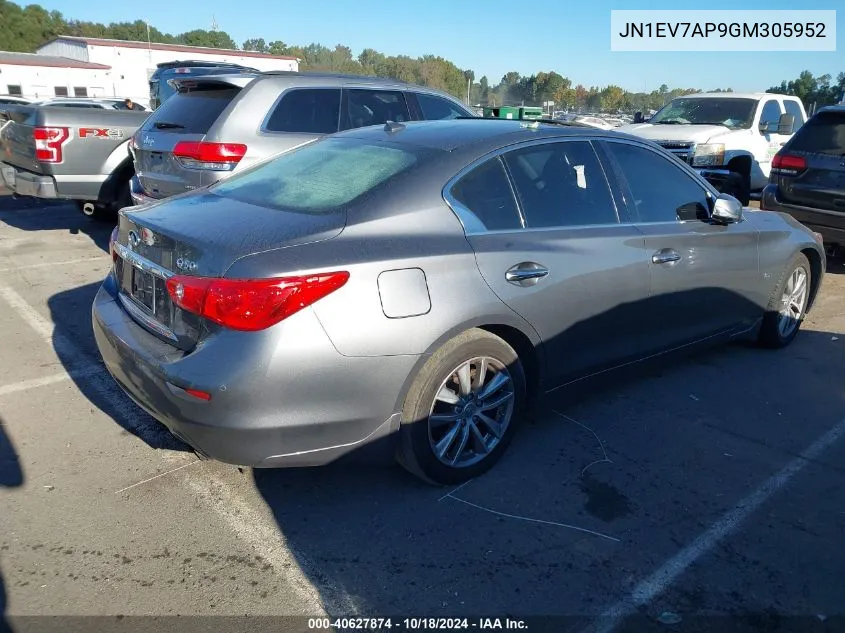 2016 Infiniti Q50 3.0T Premium VIN: JN1EV7AP9GM305952 Lot: 40627874