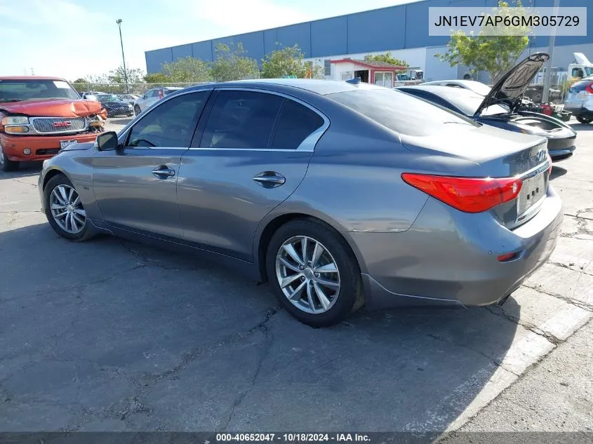 2016 Infiniti Q50 3.0T Premium VIN: JN1EV7AP6GM305729 Lot: 40652047