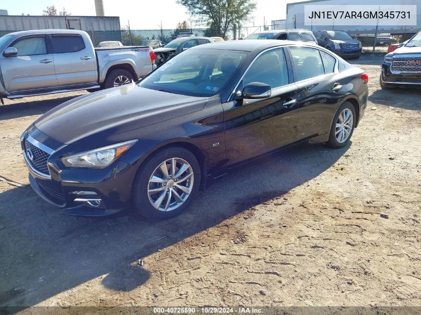 2016 Infiniti Q50 3.0T Premium VIN: JN1EV7AR4GM345731 Lot: 40725590