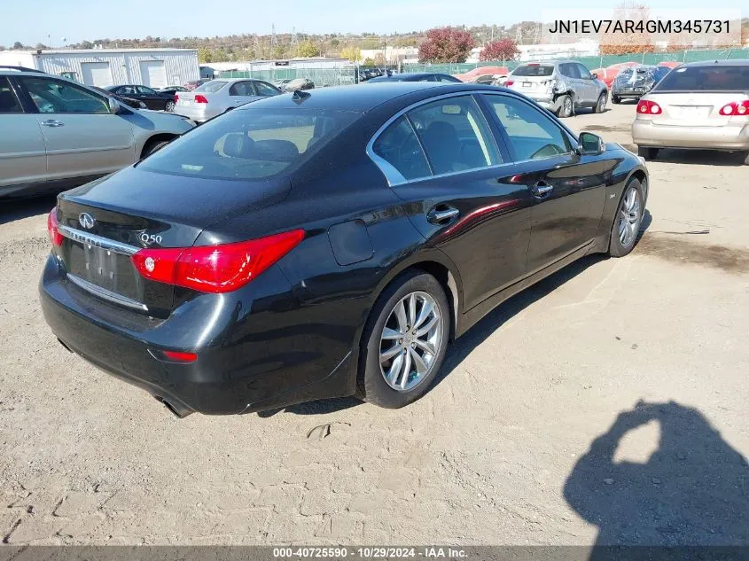 2016 Infiniti Q50 3.0T Premium VIN: JN1EV7AR4GM345731 Lot: 40725590