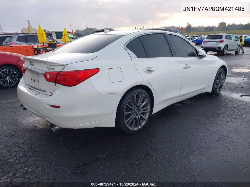 2016 Infiniti Q50 3.0T Red Sport 400 VIN: JN1FV7AP8GM421485 Lot: 40729471