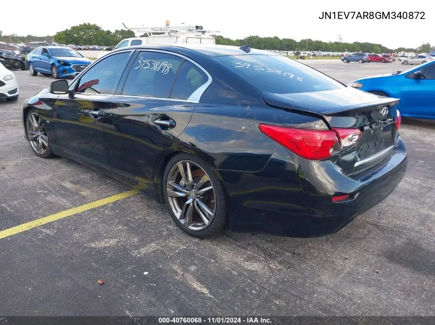 2016 Infiniti Q50 3.0T Sport VIN: JN1EV7AR8GM340872 Lot: 40760068