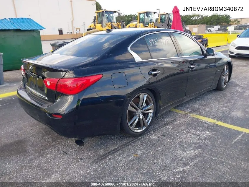 2016 Infiniti Q50 3.0T Sport VIN: JN1EV7AR8GM340872 Lot: 40760068