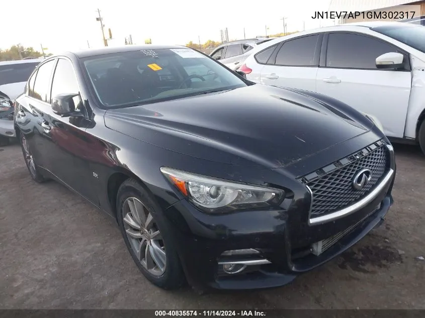 2016 Infiniti Q50 3.0T Premium VIN: JN1EV7AP1GM302317 Lot: 40835574