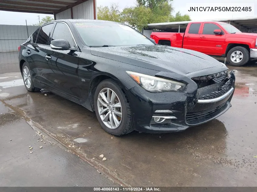 2016 Infiniti Q50 2.0T Base/2.0T Premium VIN: JN1CV7AP5GM202485 Lot: 40865143