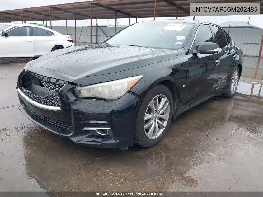 2016 Infiniti Q50 2.0T Base/2.0T Premium VIN: JN1CV7AP5GM202485 Lot: 40865143