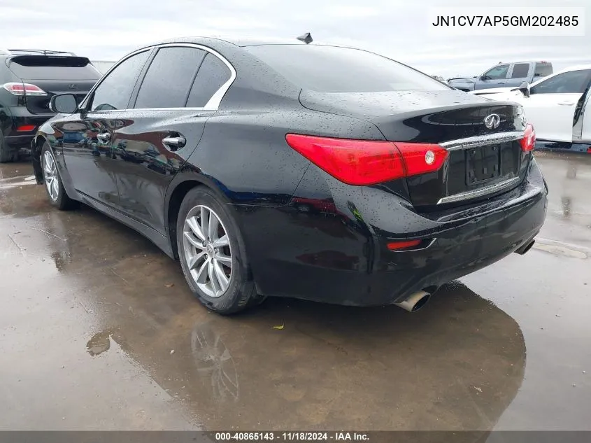 2016 Infiniti Q50 2.0T Base/2.0T Premium VIN: JN1CV7AP5GM202485 Lot: 40865143