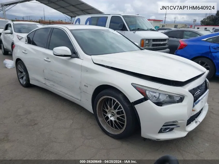 2017 Infiniti Q50 2.0T Premium VIN: JN1CV7AP1HM640924 Lot: 39269649