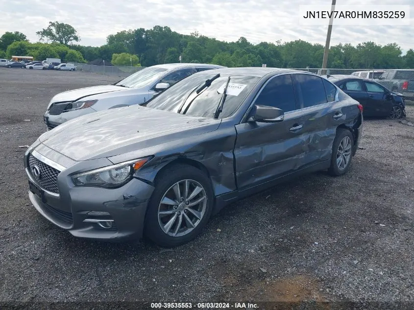 2017 Infiniti Q50 3.0T Premium VIN: JN1EV7AR0HM835259 Lot: 39535553