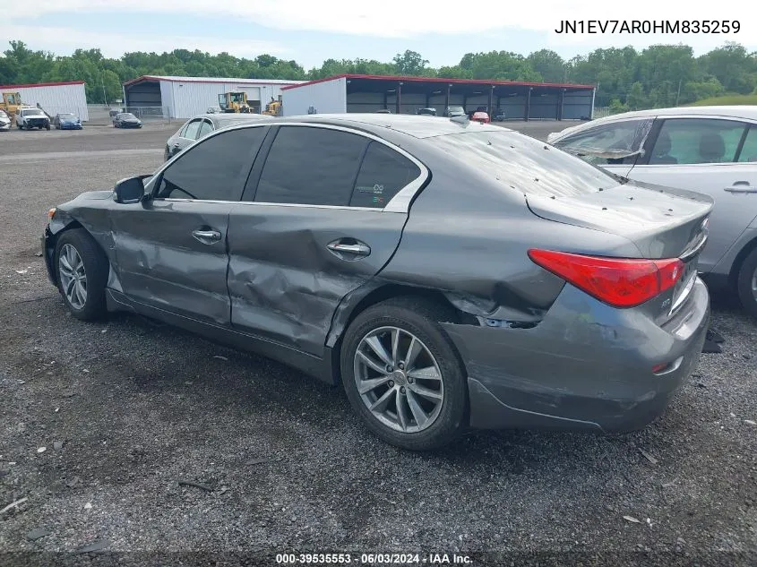 2017 Infiniti Q50 3.0T Premium VIN: JN1EV7AR0HM835259 Lot: 39535553