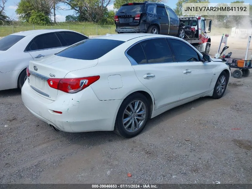 2017 Infiniti Q50 3.0T Premium VIN: JN1EV7AR2HM841192 Lot: 39846653