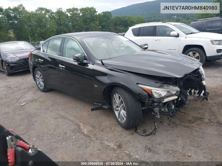 2017 Infiniti Q50 3.0T Premium VIN: JN1EV7AR0HM840980 Lot: 39955535