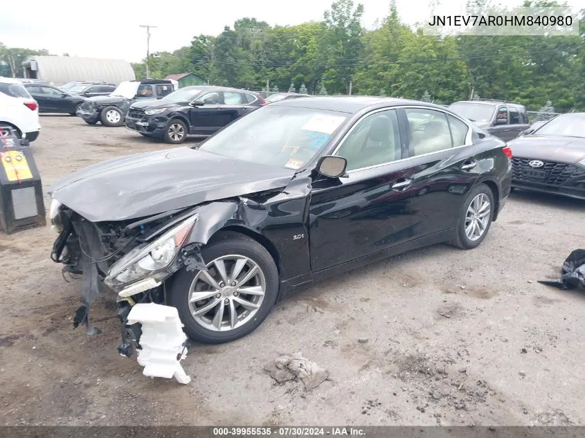 2017 Infiniti Q50 3.0T Premium VIN: JN1EV7AR0HM840980 Lot: 39955535