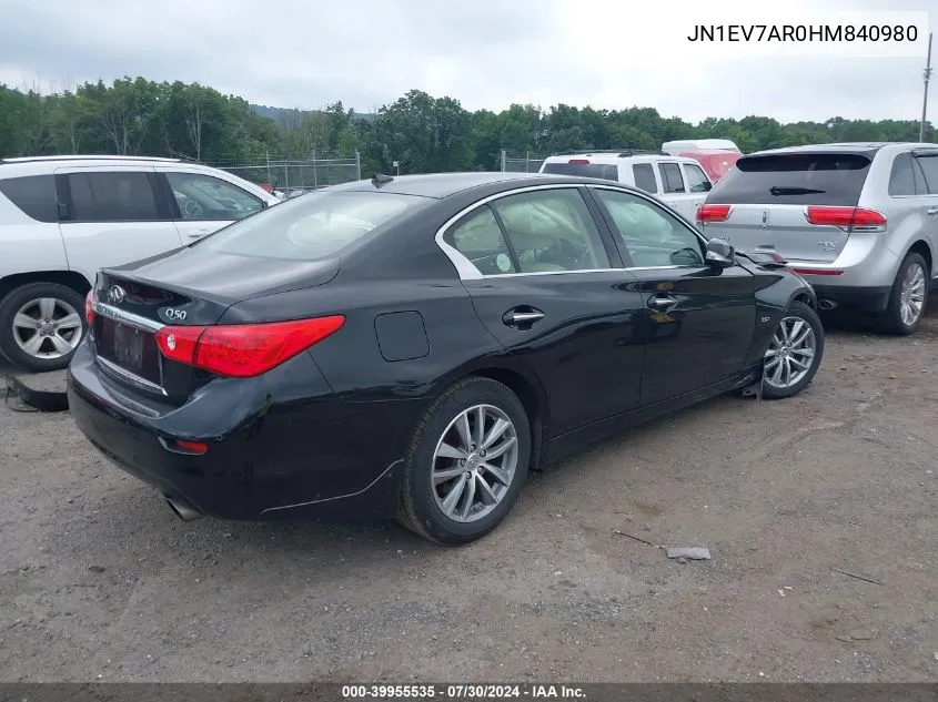 2017 Infiniti Q50 3.0T Premium VIN: JN1EV7AR0HM840980 Lot: 39955535