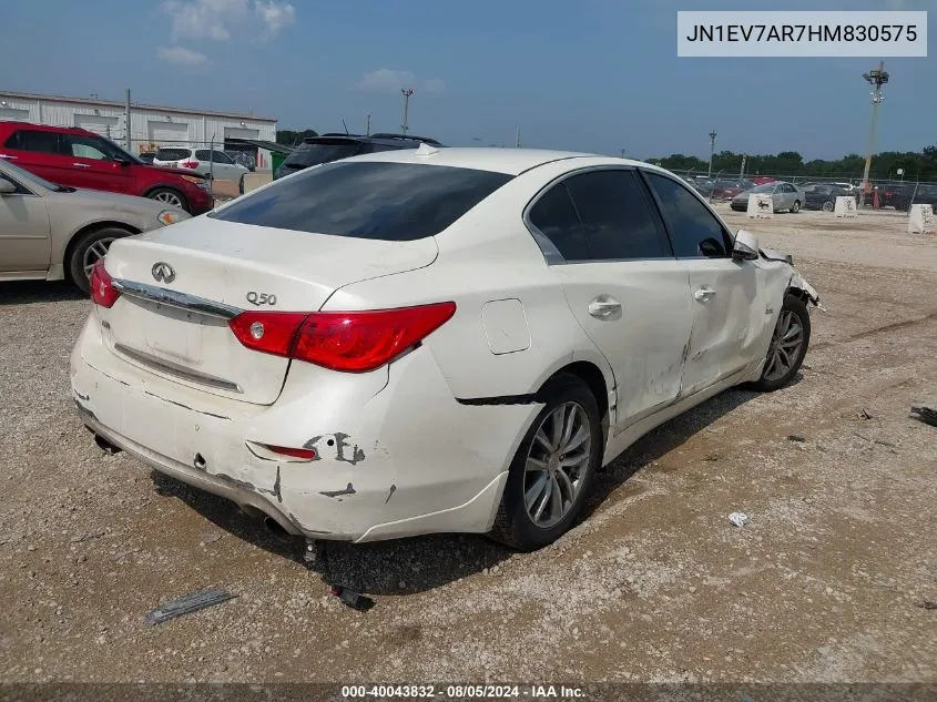 2017 Infiniti Q50 3.0T Premium VIN: JN1EV7AR7HM830575 Lot: 40043832