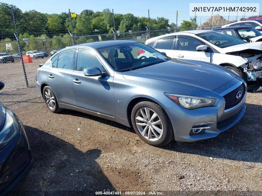 2017 Infiniti Q50 3.0T Premium VIN: JN1EV7AP1HM742992 Lot: 40047451