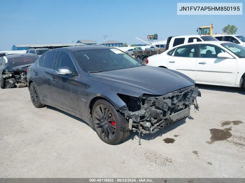 2017 Infiniti Q50 3.0T Red Sport 400 VIN: JN1FV7AP5HM850195 Lot: 40118002