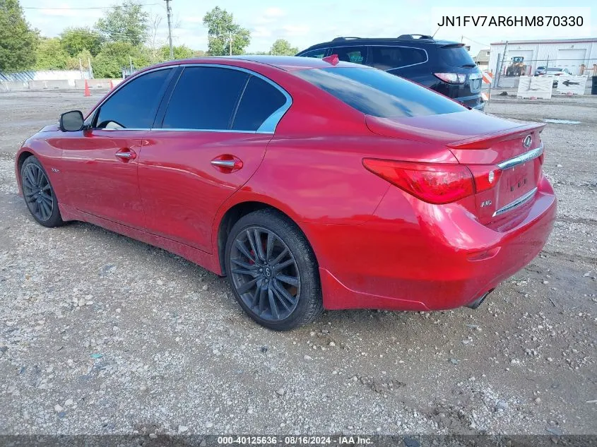 2017 Infiniti Q50 3.0T Red Sport 400 VIN: JN1FV7AR6HM870330 Lot: 40125636