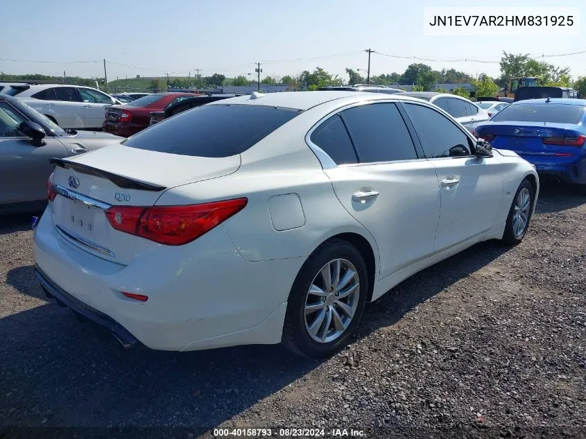 2017 Infiniti Q50 3.0T Premium VIN: JN1EV7AR2HM831925 Lot: 40158793