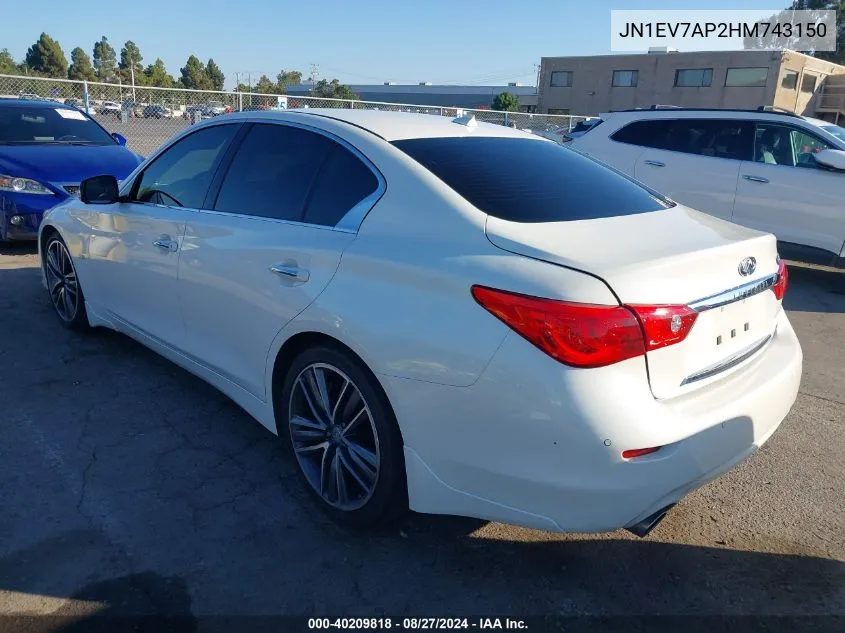 2017 Infiniti Q50 3.0T Sport VIN: JN1EV7AP2HM743150 Lot: 40209818