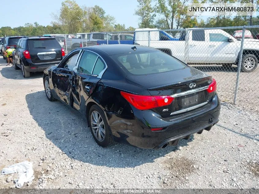 2017 Infiniti Q50 2.0T Base VIN: JN1CV7ARXHM680873 Lot: 40268231