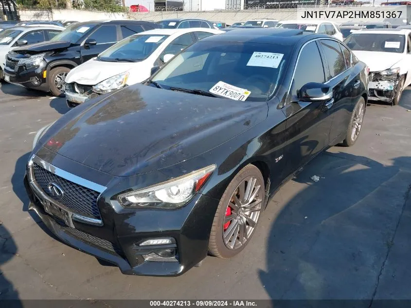 2017 Infiniti Q50 3.0T Red Sport 400 VIN: JN1FV7AP2HM851367 Lot: 40274213