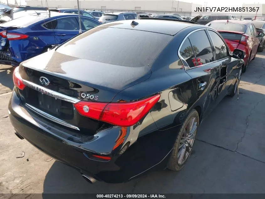 JN1FV7AP2HM851367 2017 Infiniti Q50 3.0T Red Sport 400