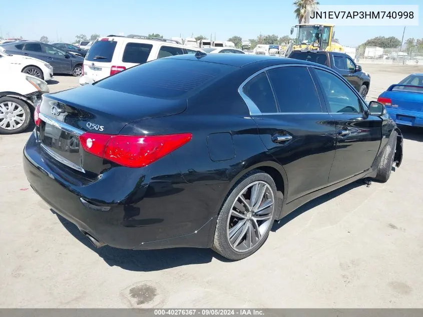 2017 Infiniti Q50 3.0T Premium/3.0T Signature Edition/3.0T Sport VIN: JN1EV7AP3HM740998 Lot: 40276367