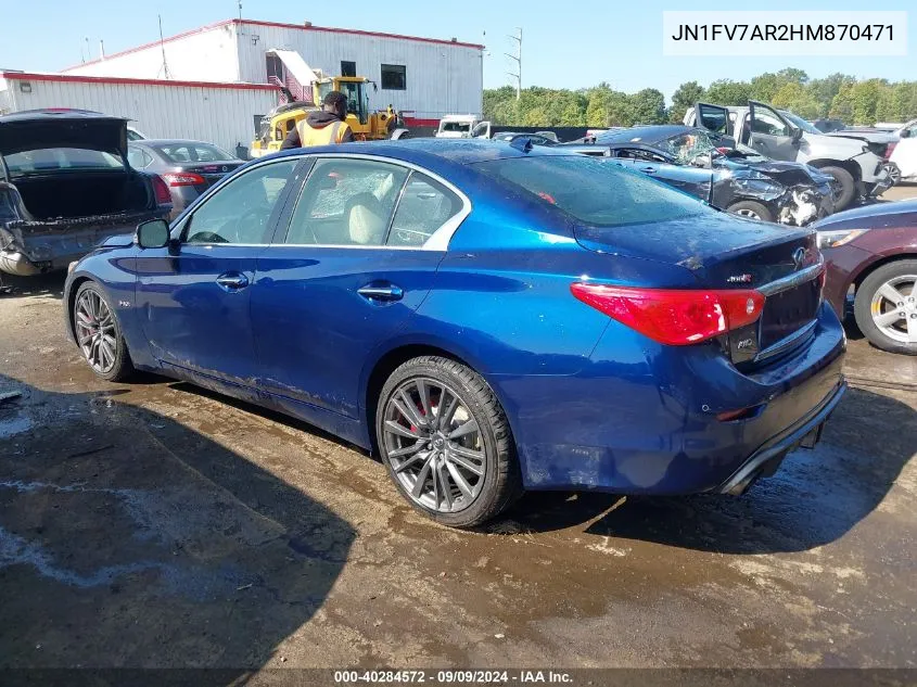 2017 Infiniti Q50 3.0T Red Sport 400 VIN: JN1FV7AR2HM870471 Lot: 40284572